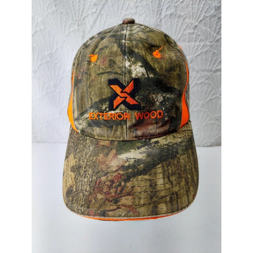 Exterior Wood Real Tree Camouflage and Orange Hook n Loop Hat